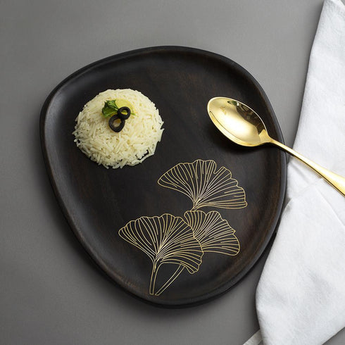 Wooden with Brass Serving Platter